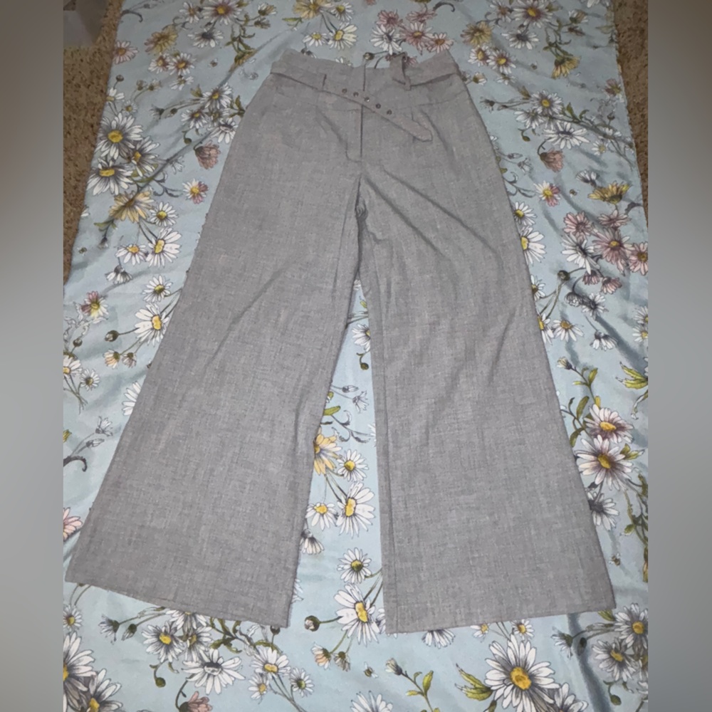Worthington Gray High Rise Wide Leg Dress Pants Women’s Petite Size 4